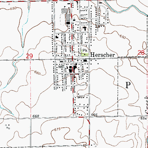 Topographic Map of Herscher Post Office, IL