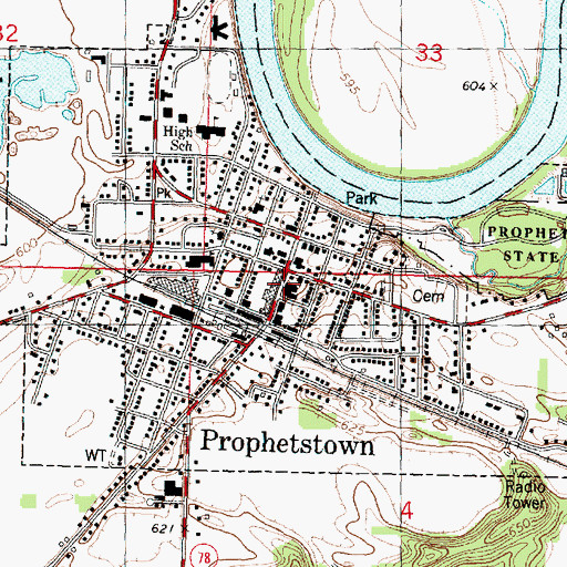 Topographic Map of Prophetstown Post Office, IL