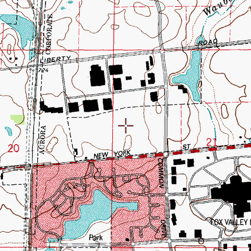 Topographic Map of Aurora East Post Office, IL