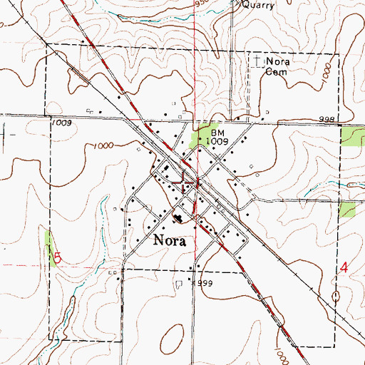 Topographic Map of Nora Post Office, IL