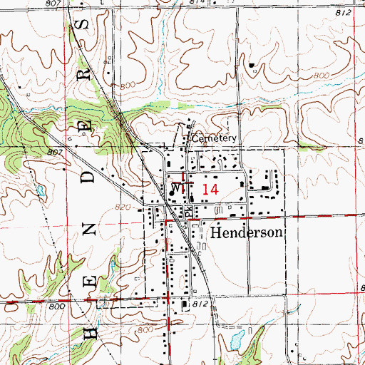 Topographic Map of Henderson Post Office, IL