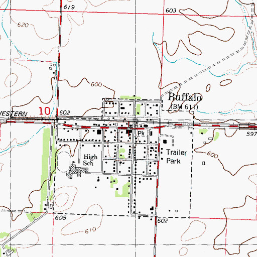 Topographic Map of Buffalo Post Office, IL