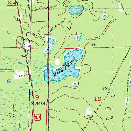 Topographic Map of Bird Pond, FL