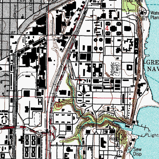 Topographic Map of Great Lakes Post Office, IL