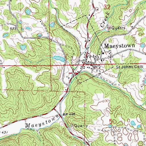 Topographic Map of Maeystown Post Office, IL