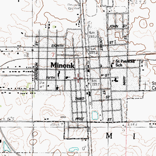 Topographic Map of Minonk Post Office, IL