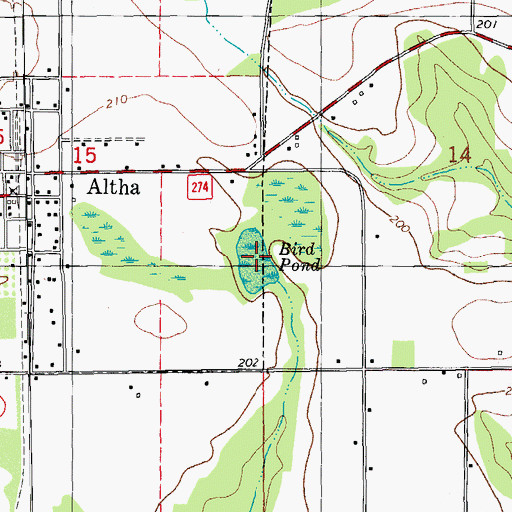 Topographic Map of Bird Pond, FL