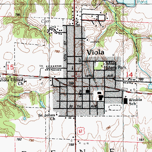 Topographic Map of Viola Post Office, IL