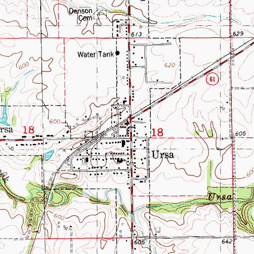 Topographic Map of Ursa Post Office, IL