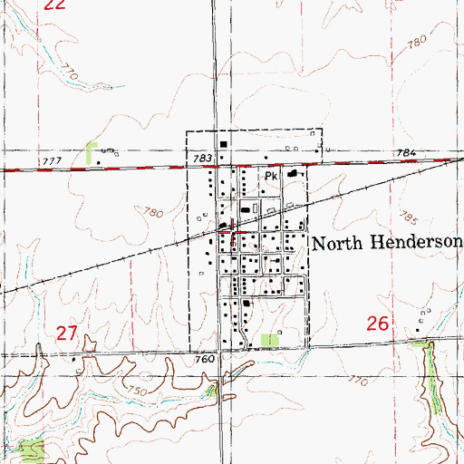 Topographic Map of North Henderson Post Office, IL