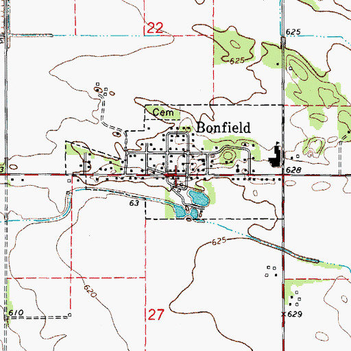 Topographic Map of Bonfield Post Office, IL