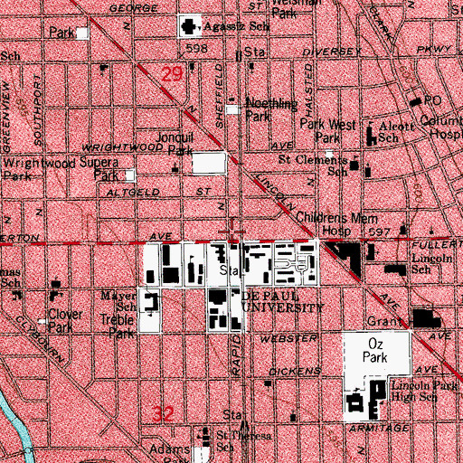 Topographic Map of Lincoln Park Post Office, IL