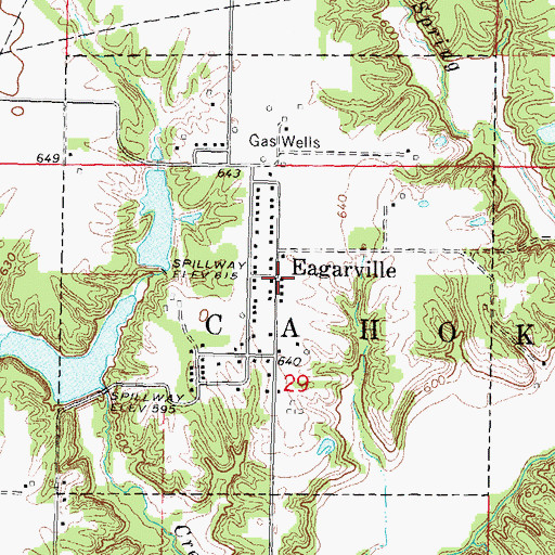 Topographic Map of Eagarville Post Office, IL