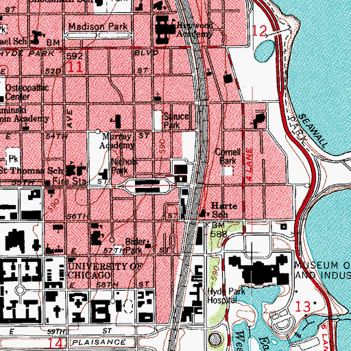 Topographic Map of Lake Park Post Office, IL