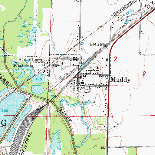 Topographic Map of Muddy Post Office, IL