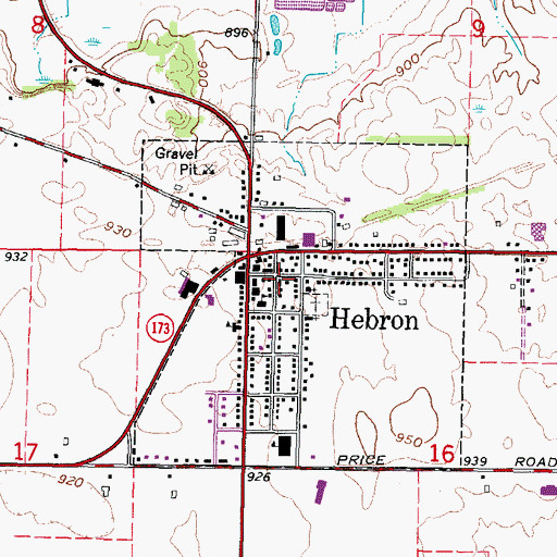 Topographic Map of Hebron Post Office, IL
