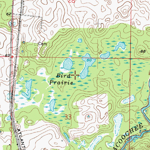 Topographic Map of Bird Prairie, FL