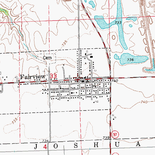 Topographic Map of Fairview Post Office, IL