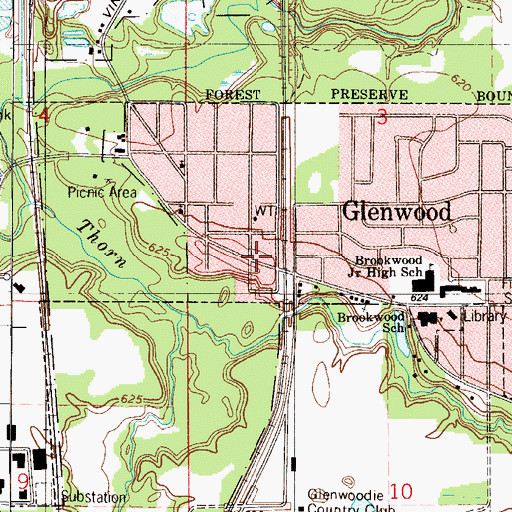 Topographic Map of Glenwood Post Office, IL