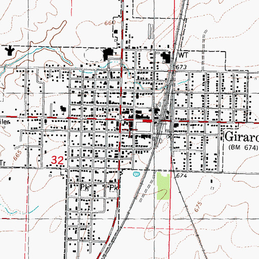 Topographic Map of Girard Post Office, IL