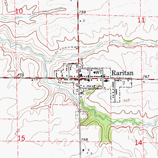 Topographic Map of Raritan Post Office, IL