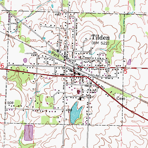 Topographic Map of Tilden Post Office, IL
