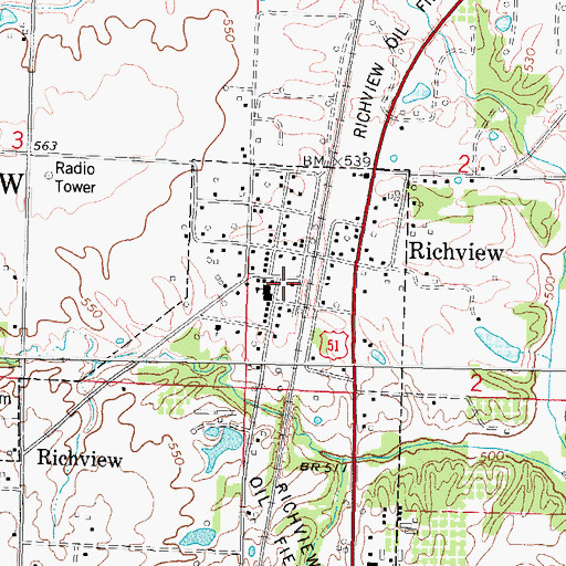 Topographic Map of Richview Post Office, IL