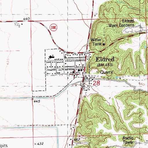 Topographic Map of Eldred Post Office, IL
