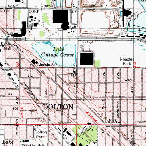 Topographic Map of Dolton Post Office, IL