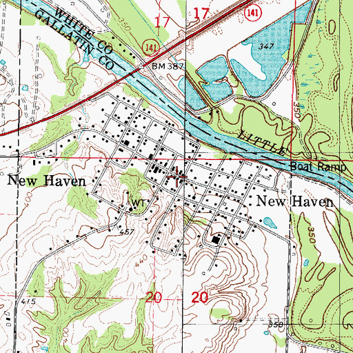 Topographic Map of New Haven Post Office, IL