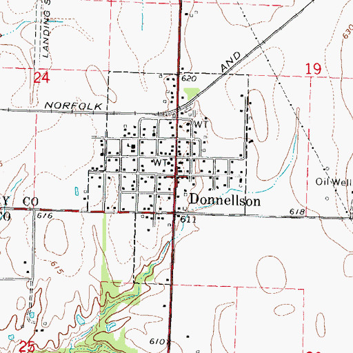 Topographic Map of Donnellson Post Office, IL