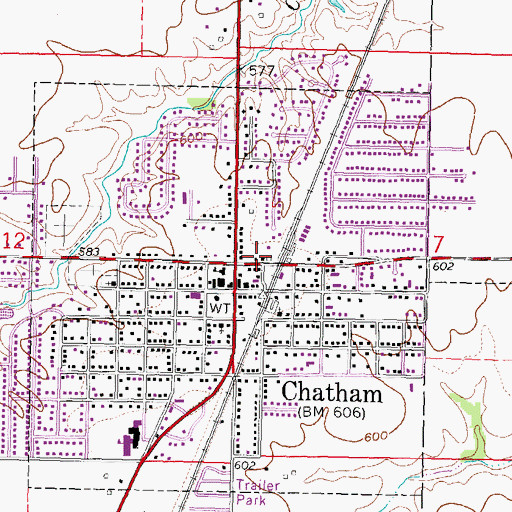 Topographic Map of Chatham Post Office, IL