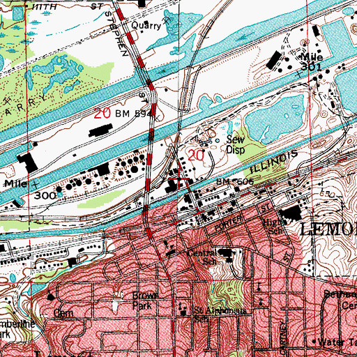 Topographic Map of Lemont Post Office, IL