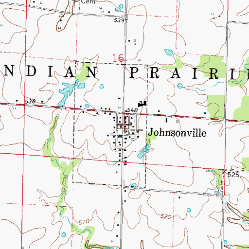 Topographic Map of Johnsonville Post Office, IL