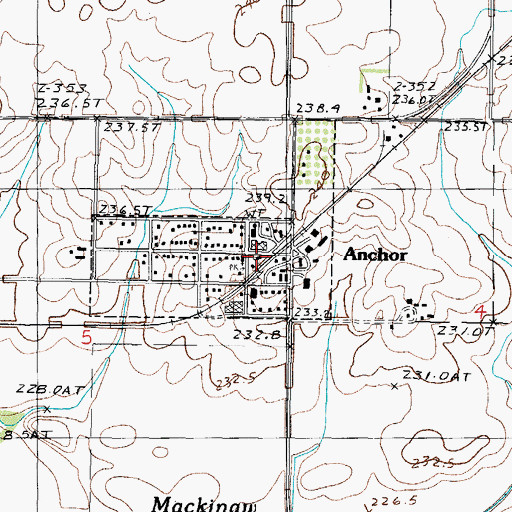Topographic Map of Anchor Post Office, IL