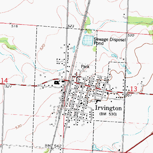 Topographic Map of Irvington Post Office, IL