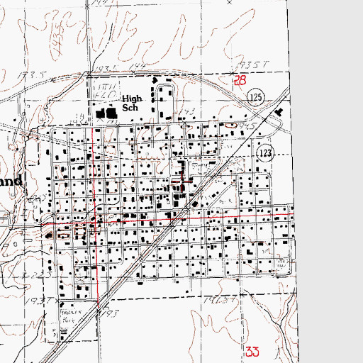Topographic Map of Ashland Post Office, IL