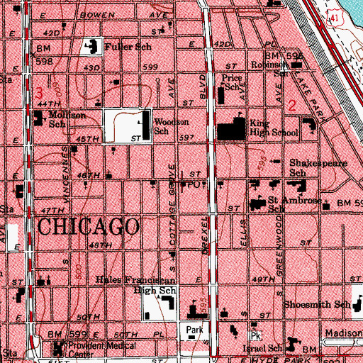 Topographic Map of Henry W McGee Post Office, IL