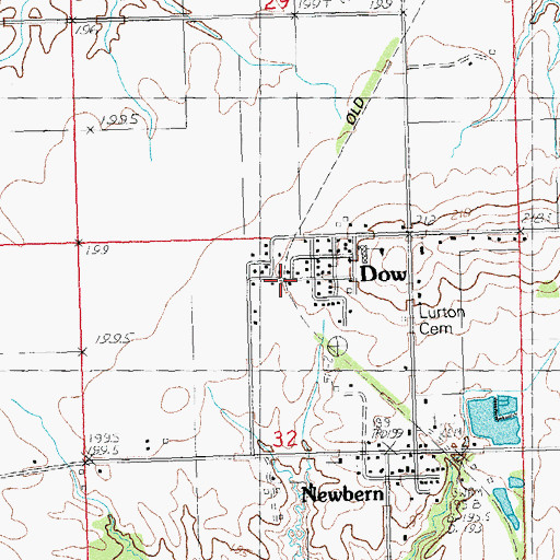 Topographic Map of Dow Post Office, IL