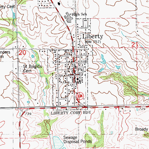 Topographic Map of Liberty Post Office, IL