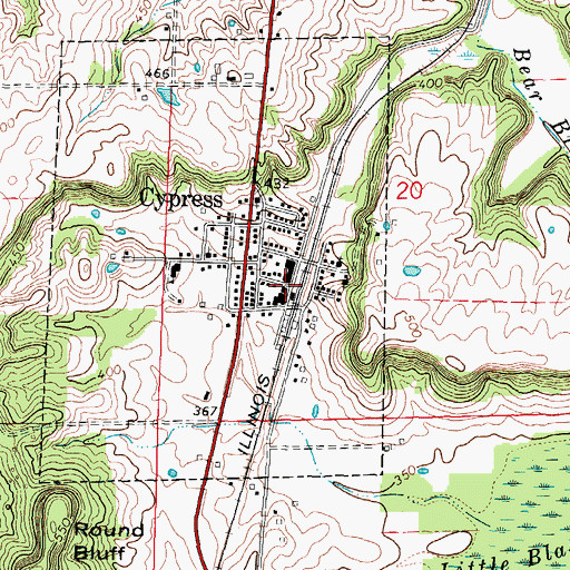 Topographic Map of Cypress Post Office, IL