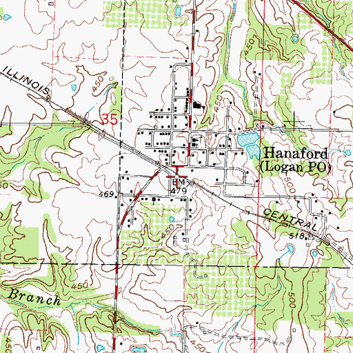 Topographic Map of Logan Post Office, IL