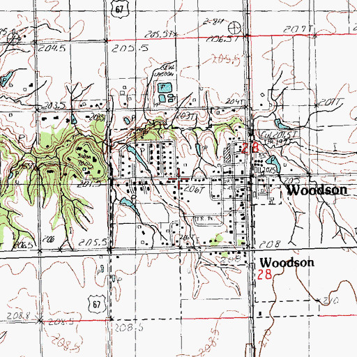 Topographic Map of Woodson Post Office, IL