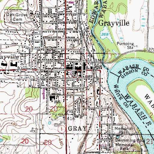 Topographic Map of Grayville Post Office, IL
