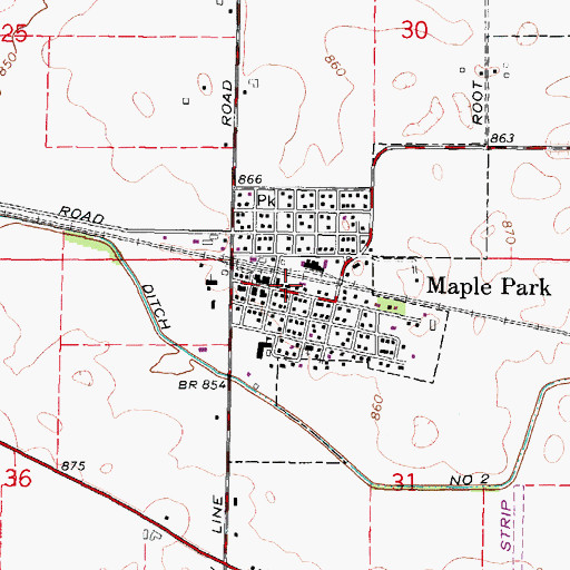 Topographic Map of Maple Park Post Office, IL