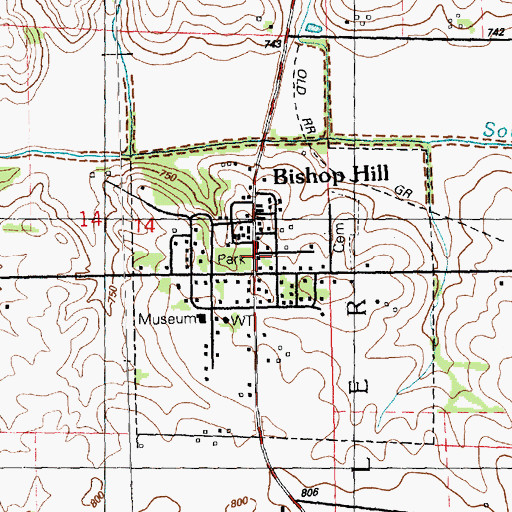 Topographic Map of Bishop Hill Post Office, IL