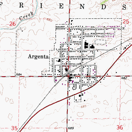 Topographic Map of Argenta Post Office, IL