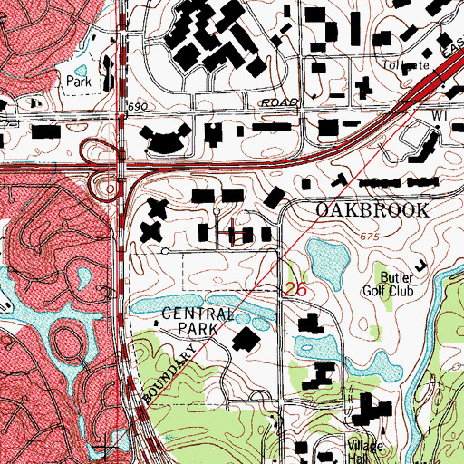 Topographic Map of Oak Brook Post Office, IL