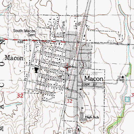 Topographic Map of Macon Post Office, IL