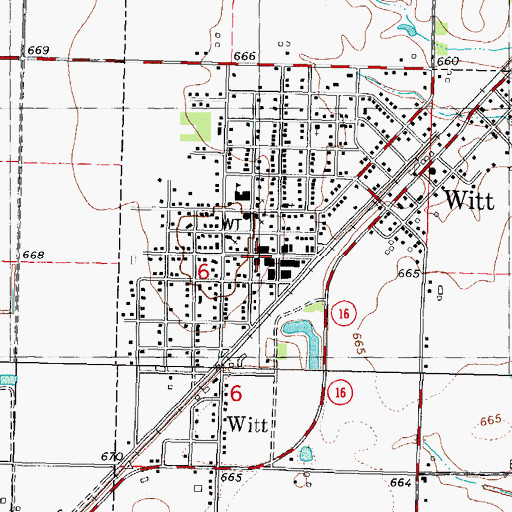Topographic Map of Witt Post Office, IL